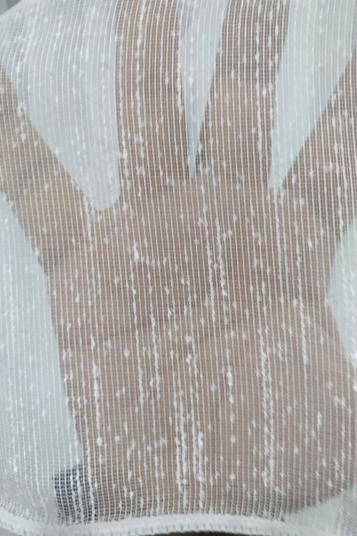 Tül Shop-Honeycomb Top Ultra Draped Patterned Slub Linen Patterned Tulle Curtain 1 X 3 Closely Pleated 2
