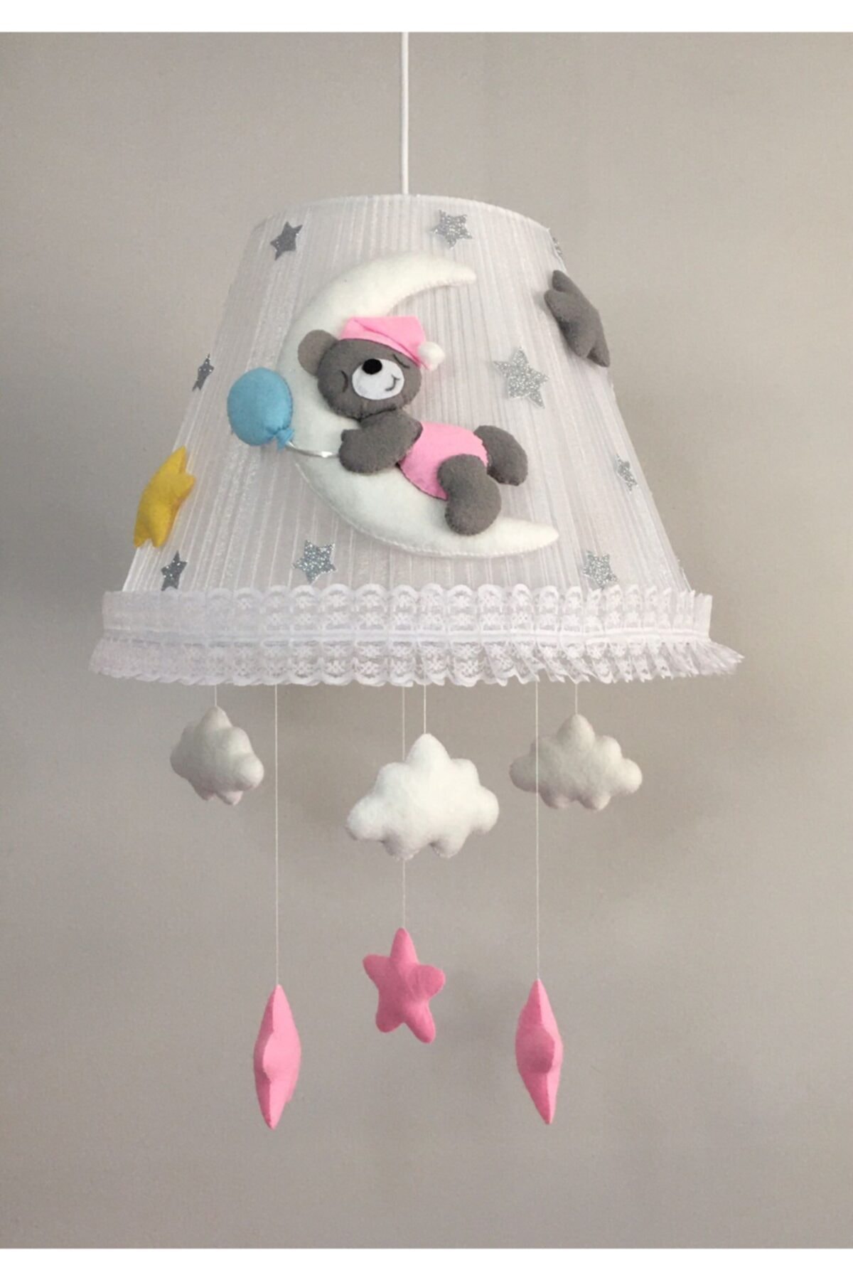 Keçeli parti hayalleri Bebek Çocuk Odası Avize Ve Abajur Ayıcık Balonlu Pembe Mavi Sarı fotoğrafı 2 (önizleme)