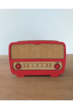 Rustik Ahşap Radyo Kumbara (kırmızı) ddym19