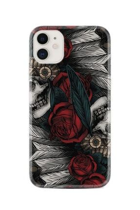 Iphone 11 Kılıf Silikon Desen Exclusive Skull Rose 1673 Uyumlu ip11xozel5