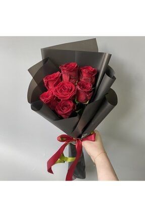 Şükran 7 Kırmızı Gül Buketi - Özel Aranjman Hediyelik Kesme Canlı Çiçek 260713568