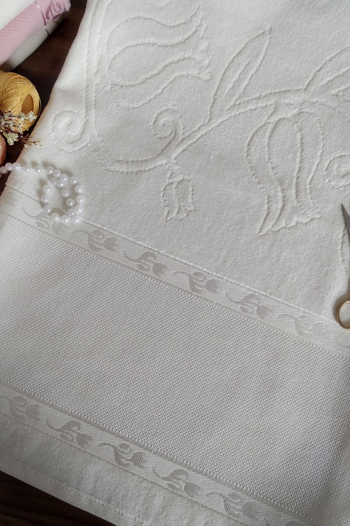 Şelale-Etamin 2 Pack 50x90 Jacquard Without Fringes With Gaps Cross Stitch Dyeing Cream 4