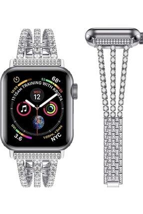 Apple Watch Uyumlu 42/44/45 Mm Taşlı Metal Kordon UMD38