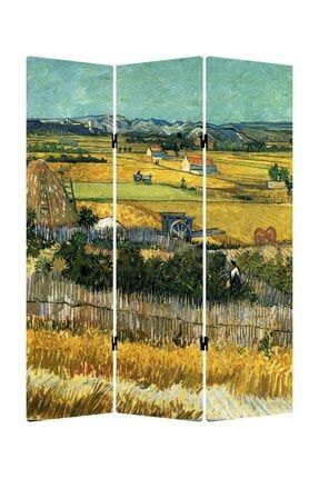 Vincent Van Gogh The Harvest 3 Kanatlı Oda Bölücü Çift Taraflı Kanvas Paravan stp301-26