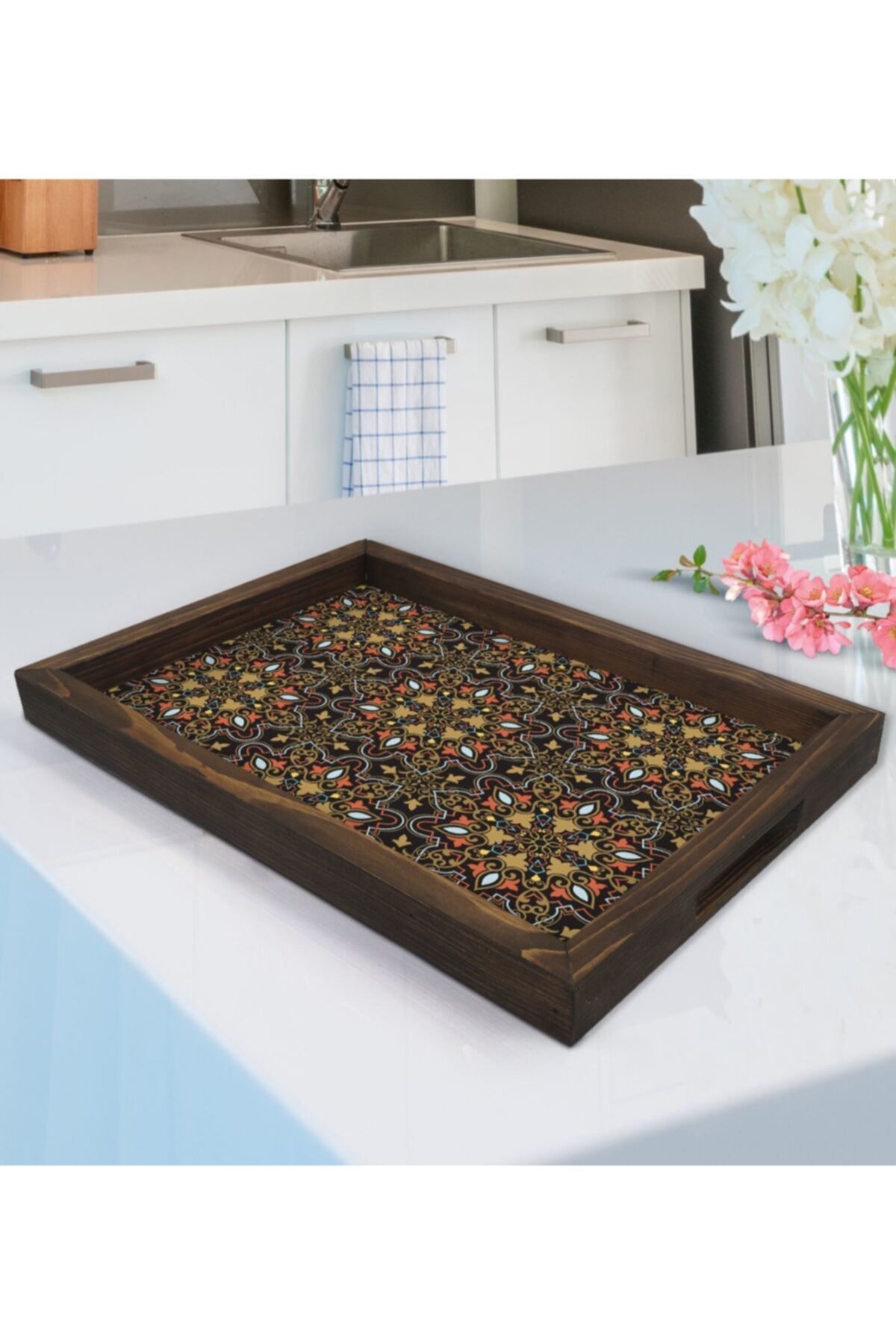 Bk Gift Gift Retro Motif Designed Natural Wooden Tray-12