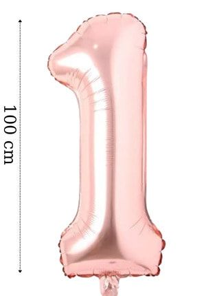Folyo Balon 1 Rakamı Helyum Balon 100 Cm Rose Renk AR1589R