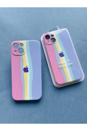 Rainbow Cotton Candy Iphone 13 Uyumlu Logolu Lansman Kılıf EN168786