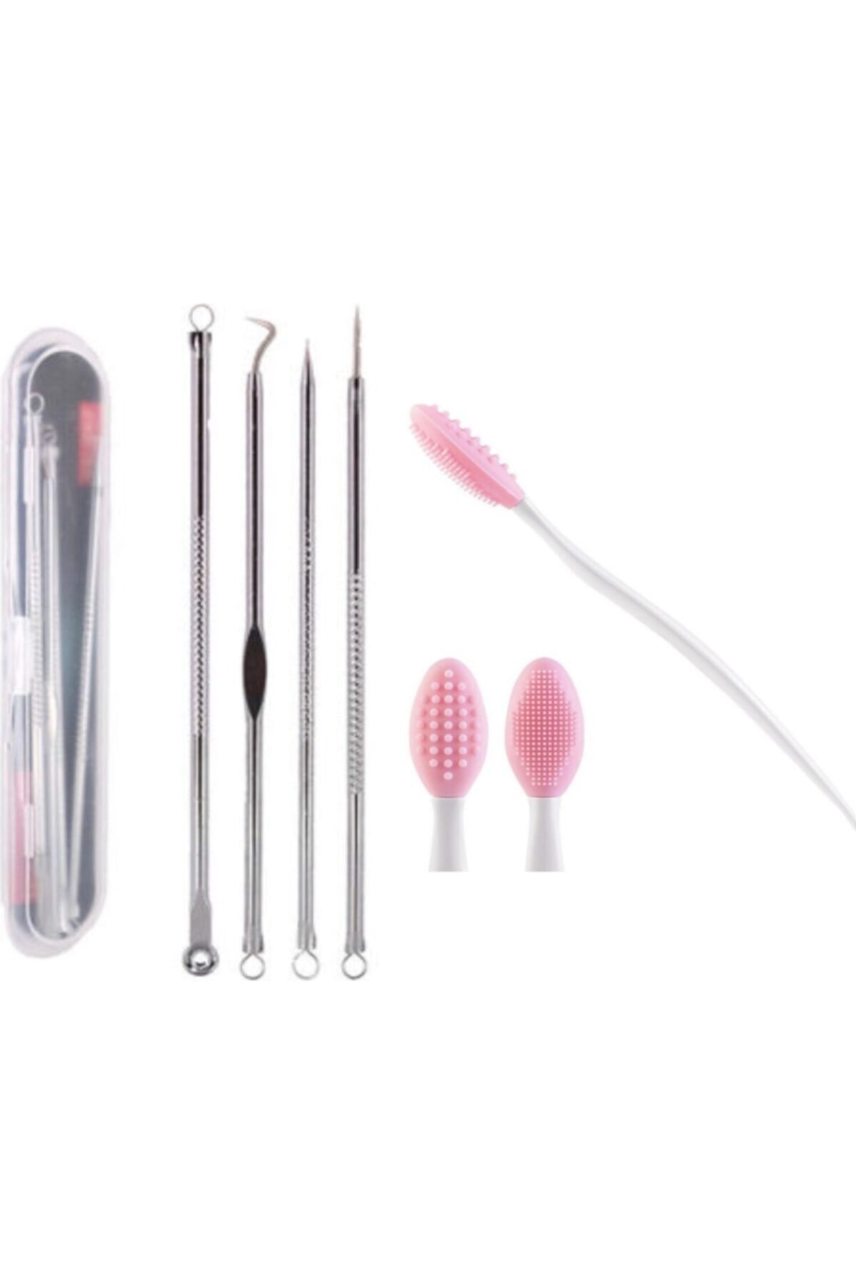 Meyras Touch 4lü Komedon Paslanmaz Siyah Nokta Ve Akne Temizleyici + Siyah Nokta Temizleyici Dudak Peeling Fırça — myrasjkfh