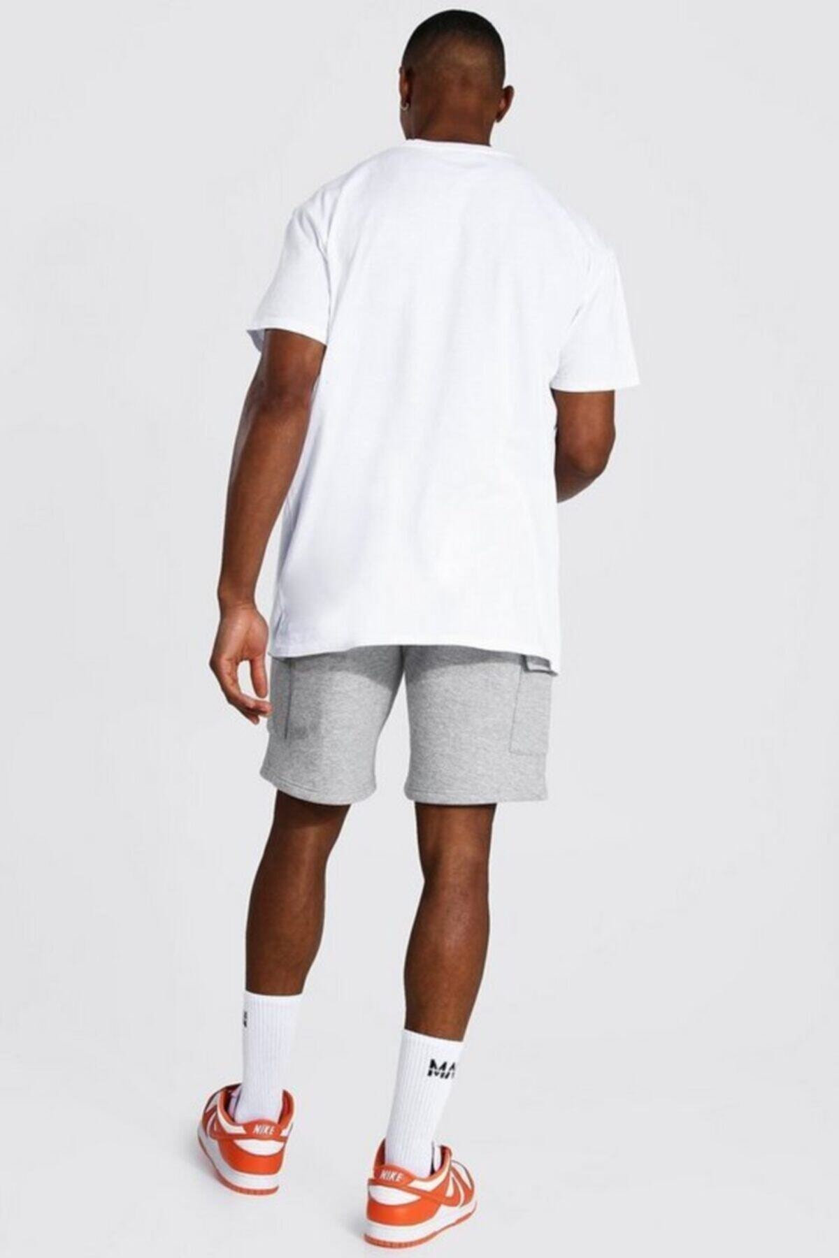 FUWEAR  Erkek Gri Pamuk Spor Kargo Cepli 2 Iplik Şort - Görsel 2