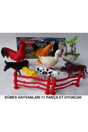 Çiftlik Kümes Hayvanları Oyuncak 11li Boğa Horoz Kaz Tavuk Ördek 7654567866