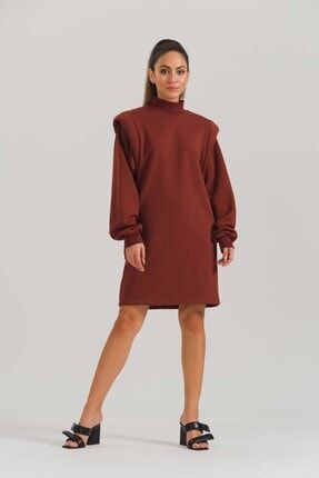 Kadın Kiremit Organik Sweatshirt Elbise KMT-ORG-00-00-ELB