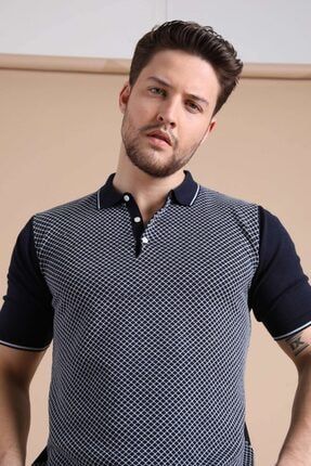 Laci/mavi Polo Yaka Düğmeli %100 Pamuk Erkek Triko T-shirt 4150-KG