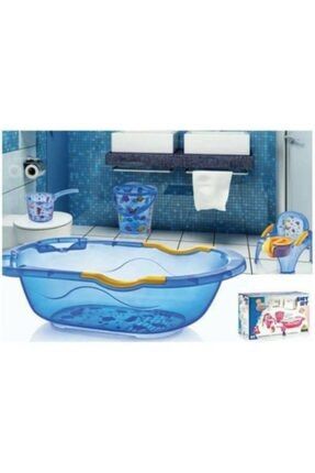 Mavi 5 Parça Bebek Banyo Küvet Seti Lüx Bebek Küveti 4KİDSBEBEKKÜVETİMAVİ