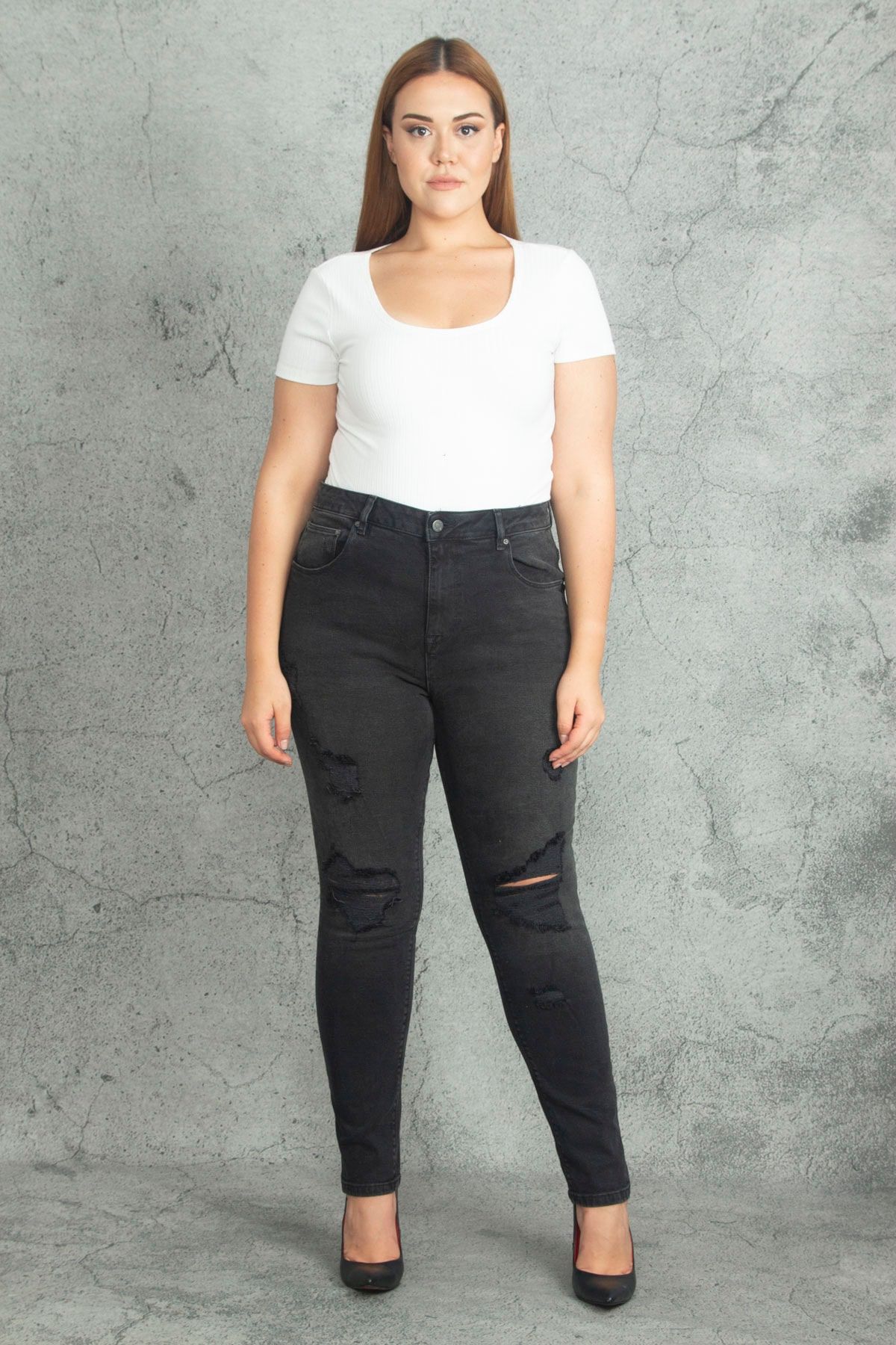 Şans Große Größen in Hose Schwarz Skinny Fast ausverkauft FN8681