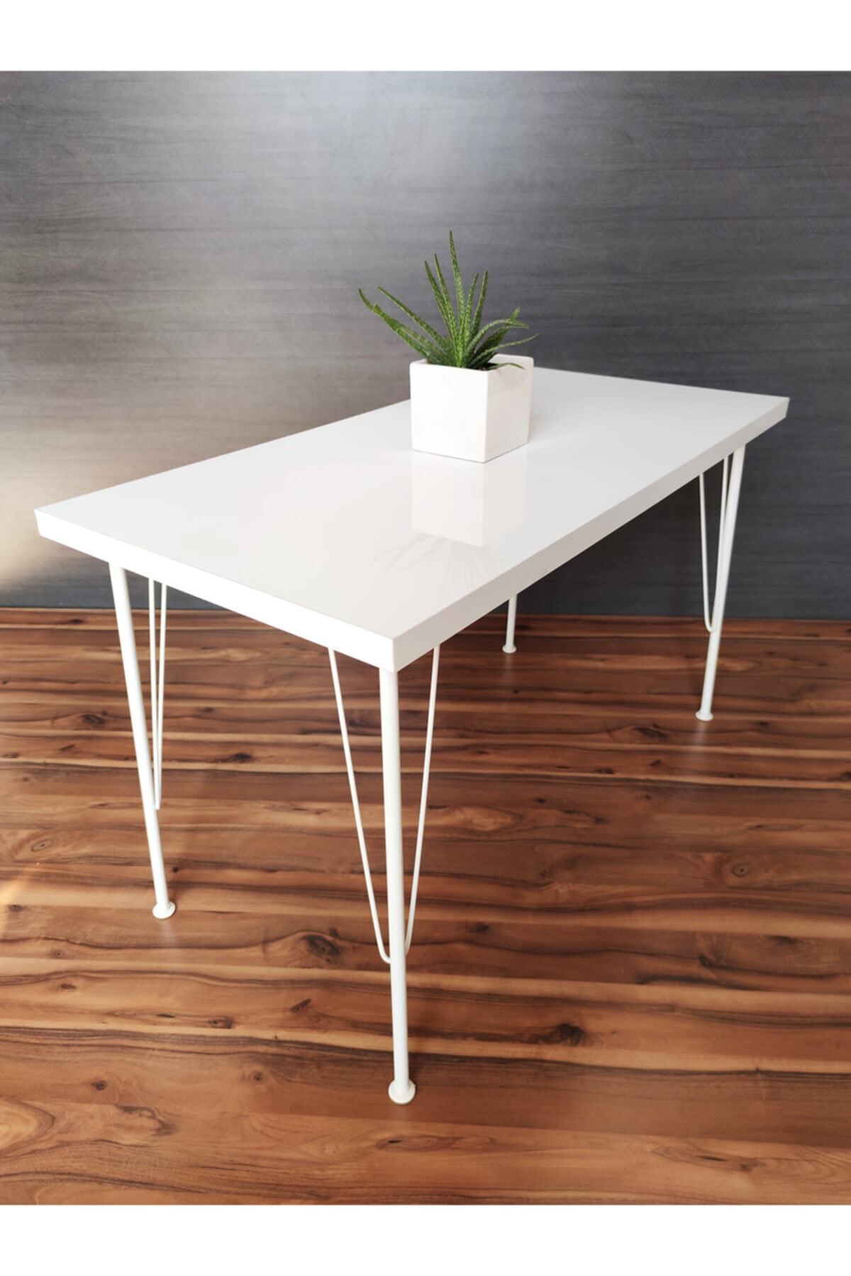 yirmi15 metal beyaz ayakli 60x120 cm high gloss parlak beyaz dekoratif mutfak masasi fiyati yorumlari trendyol