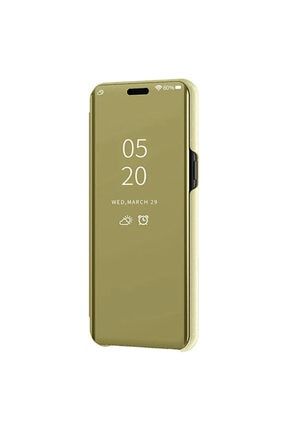 Samsung Galaxy Note 10 Plus Aynalı Kapaklı Lüx Kılıf Gold AK038
