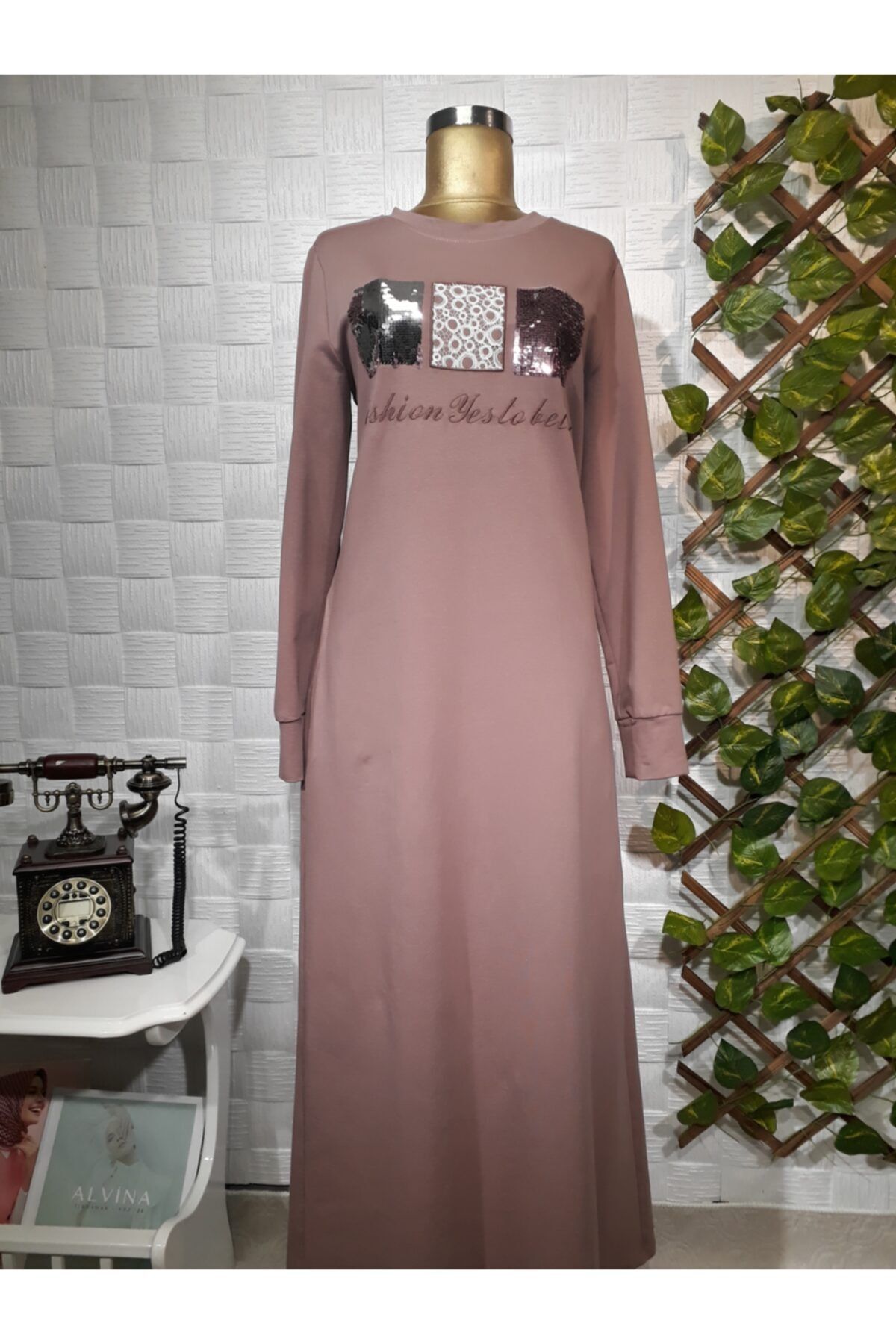 alvina moda kadin pudra onu payetli