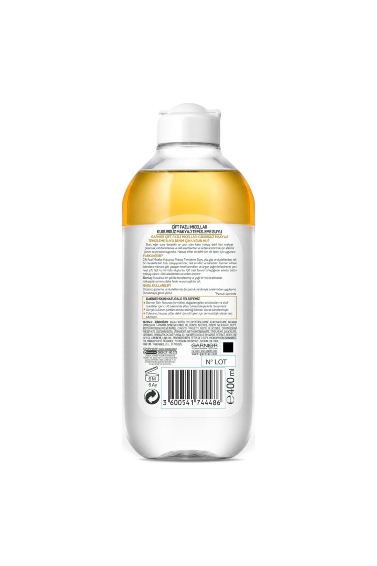 Skin Naturals Dual Phase Micellar Perfect Water Cleansing Makeup 400 ml 1 بسته (1 x 400 ml) Garnier