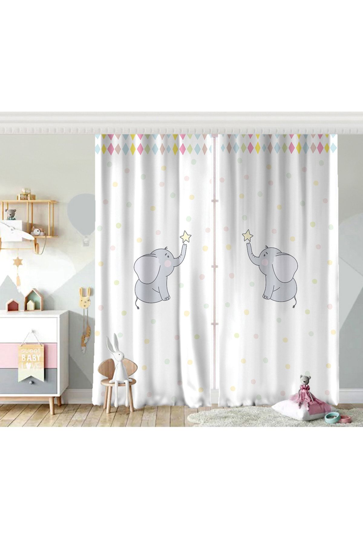 Realhomes Aripă Dublă Elefant Drăguț Baby Shower Design Camera Copiilor Fundal Perdea - 280 x 200