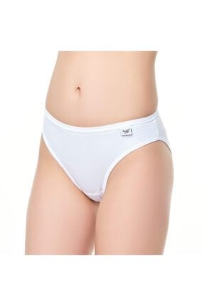 Kadın Beyaz Elastan Düz Bikini Külot 12'li BYZ035