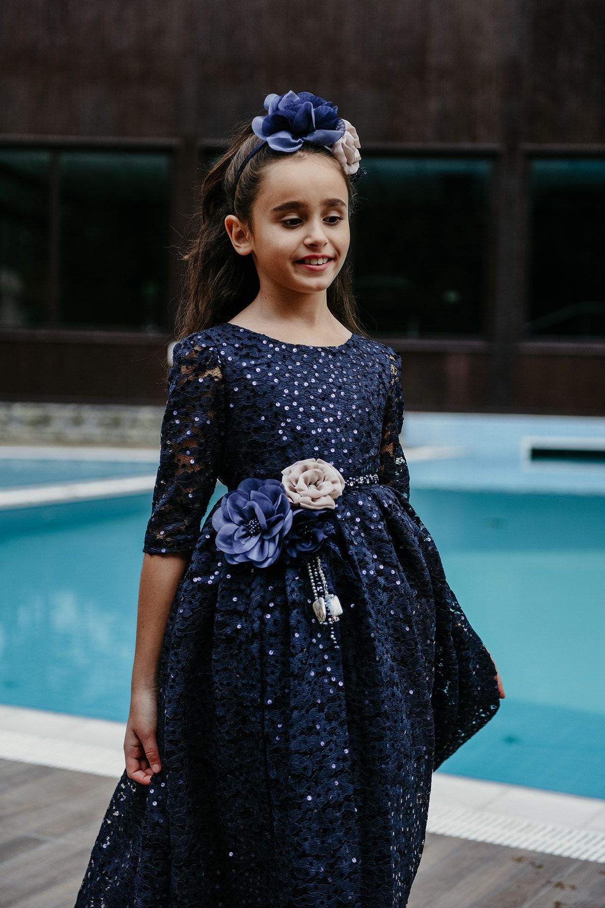 Dark blue clearance grey dress