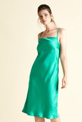 Kadın Yeşil Askılı Elbise 32391