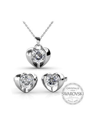 Swarovski Kalp Kolye Ve Küpe Set (altın Kaplama) TYC00022854814