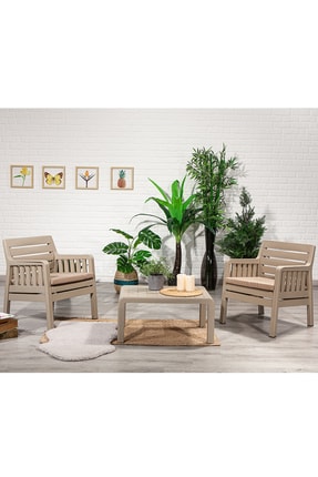 Rainbow Milan Luzon Rattan Plastik Balkon Fiskos Seti Kahverengi Trendyol