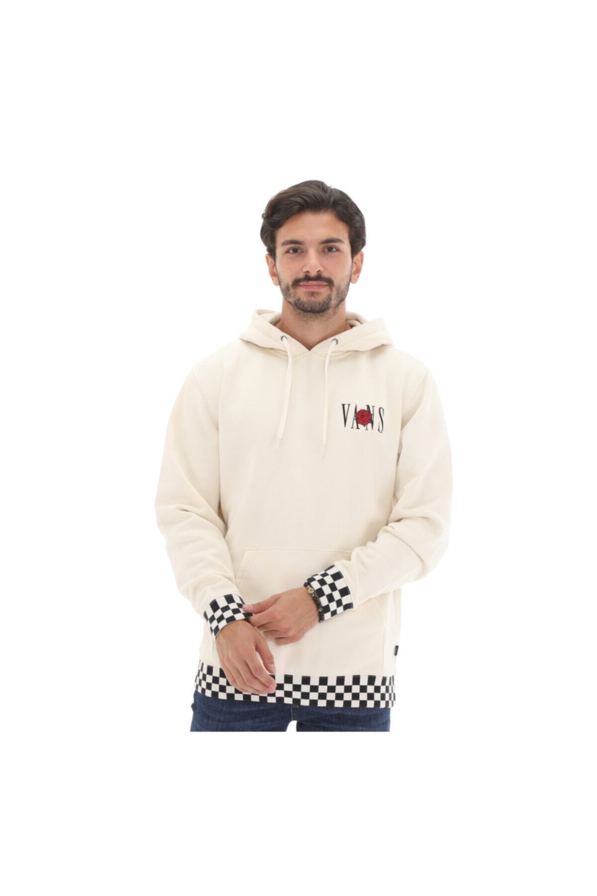 هودی ونس مردانه شیری آستین شطرنجی Vans