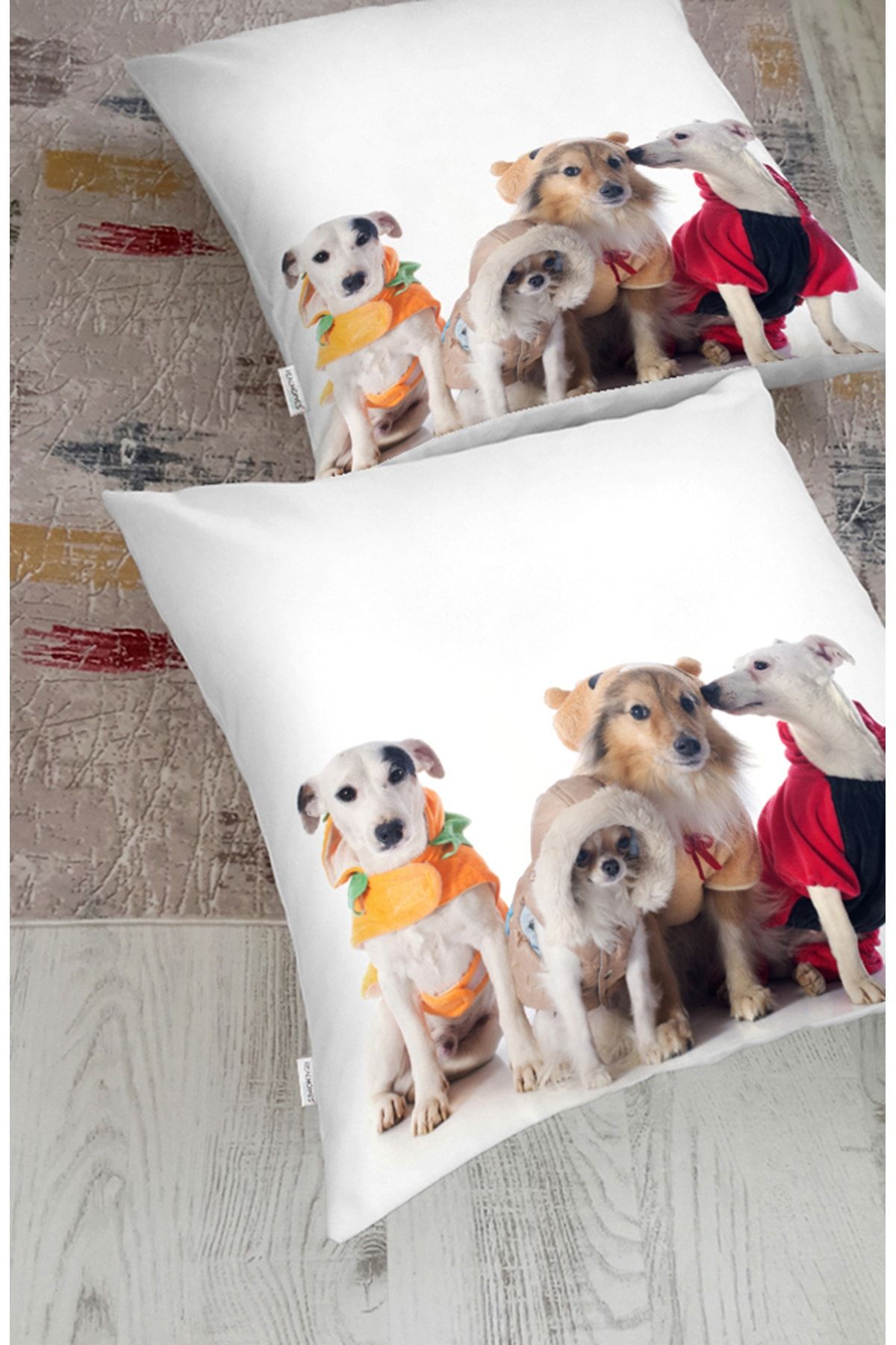 Realhomes Diverse Modele De Câini Imprimate Digital Pernă Modernă De Podea Cu Animale (1000 Gr Umplută În Interior) - Mărime unică