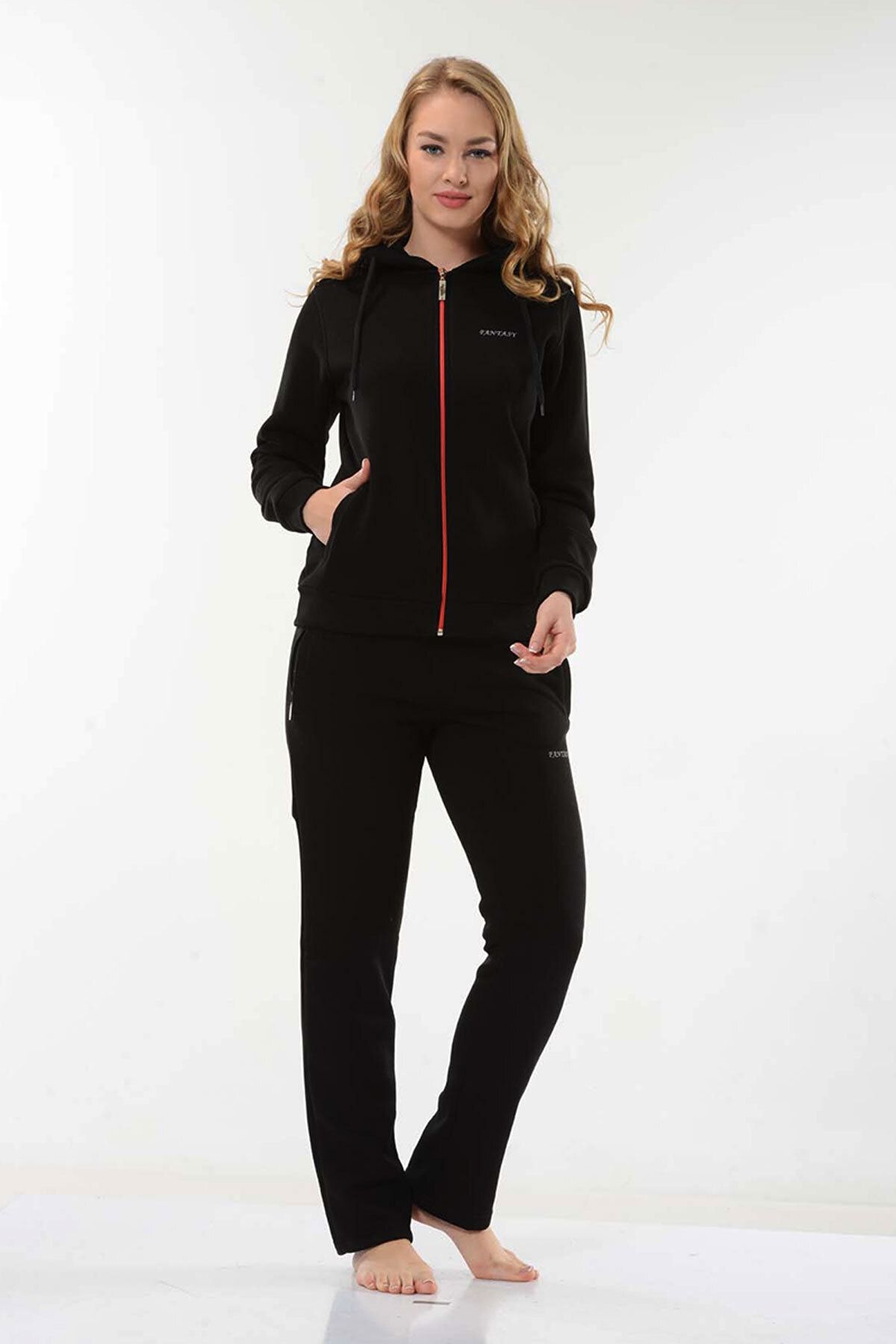 Black discount ribbed tracksuit