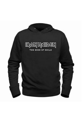 Unisex Siyah Iron Maiden Baskılı Kapüşonlu Sweatshirt TYC00044341679