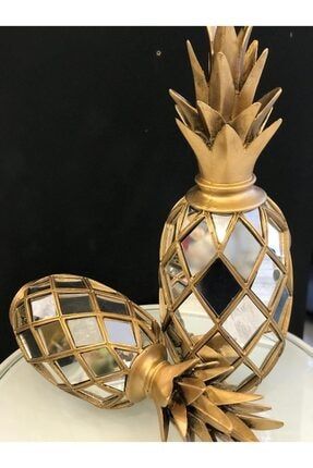Aynalı Gold Dekoratif Ananas 2'Li PİNKHOME0001