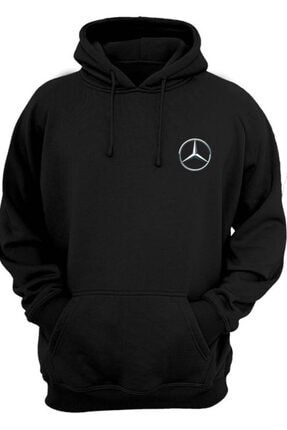 Unisex Siyah Mercedes Benz Logo Kapüşonlu Sweatshirt NVMS093SİYAH