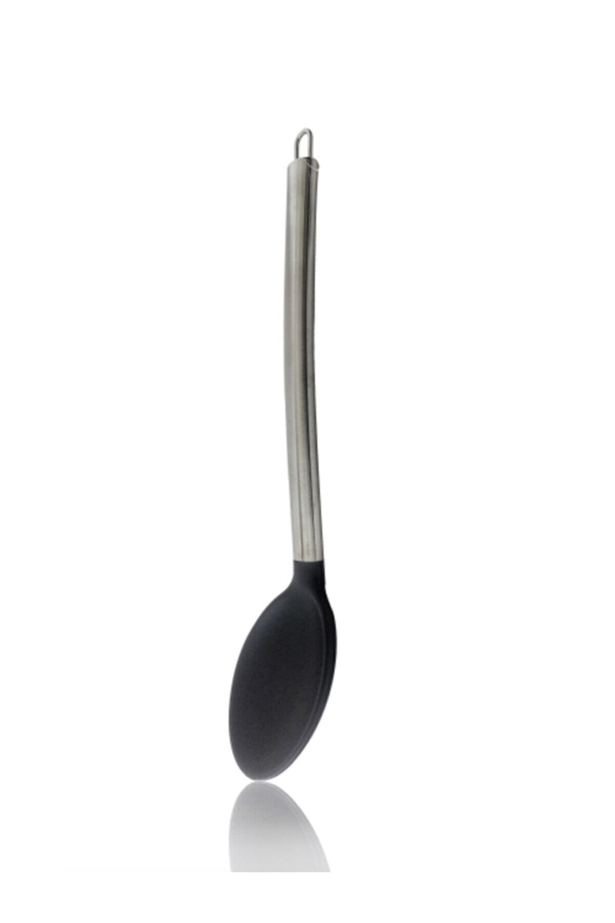 Black Silicone Spoon- Metal Handle - 34 cm