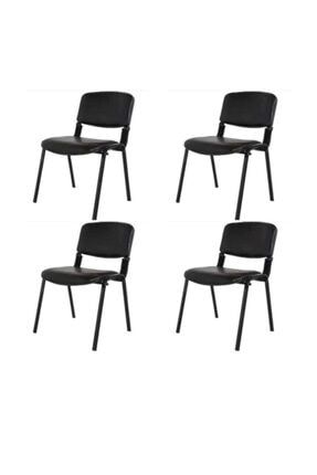 Form Ofis Bekleme Sandalyesi 4 Adet Suni Deri Siyah Form ahiofis-001