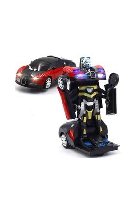 Transformers Robota Dönüşen Işıklı Sesli Sensörlü Bugatti Araba psftrnsfrmrs1krmz