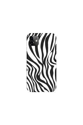 Iphone11 Siyah Lansman Zebra Desenli Telefon Kılıfı IP11LN-049