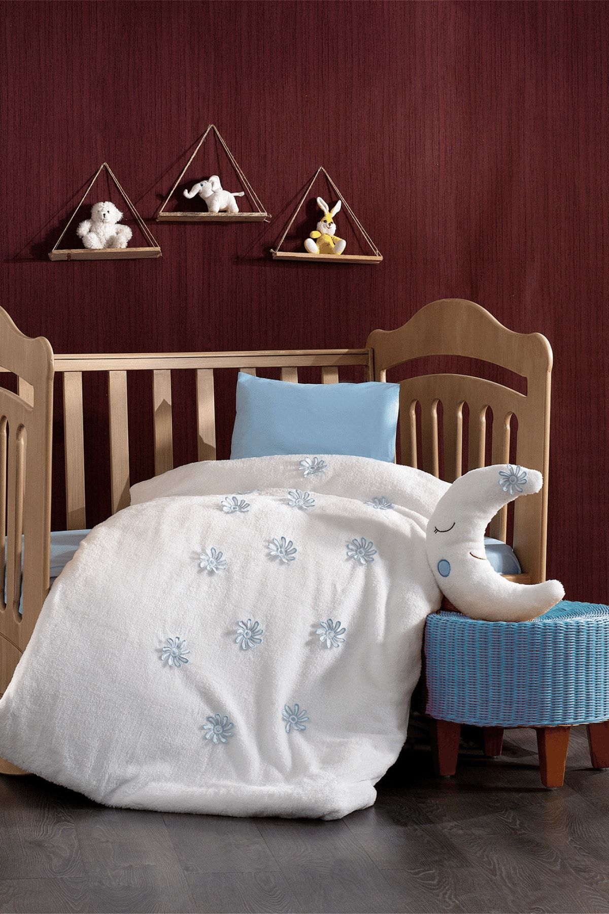 Minelya Home Collection 4 Piece 100 Cotton Blue Baby Duvet Cover