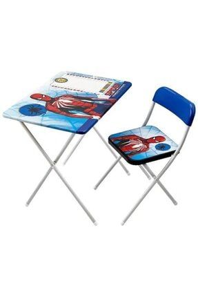 Spıderman Katlanabilir Ders Çalışma Masası + Sandalyesi Erkek Öğrenci Eğitim Masa Sandalye Takımı TYC00269806544