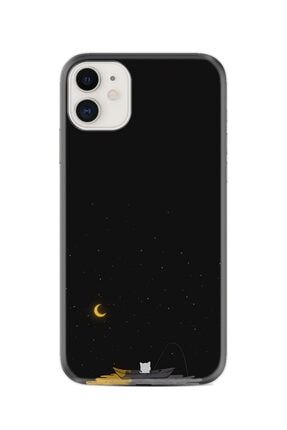 Iphone 11 Uyumlu Kılıf Silikon Desen Exclusive Ay Ve Kedi 1683 ip11xozel6