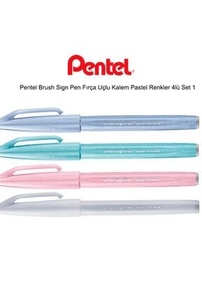 Brush Sign Pen Fırça Uçlu Kalem Pastel Renkler 4lü Set 1 55333
