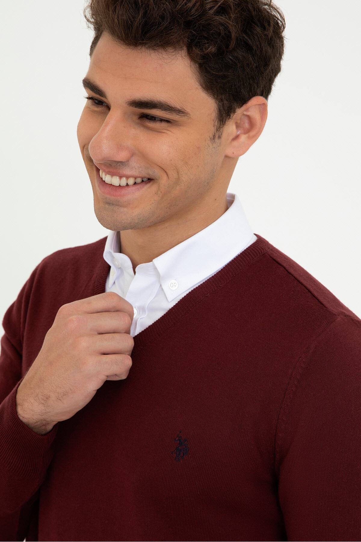 بافت و پلیور مردانه بورگوندی یو اس پولوU.S. Polo Assn. | G081SZ0TK.000.1260082 اورجینال - تصویر 2