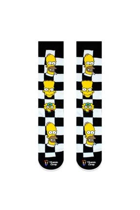 Damalı Simpson Renkli Çorap 5HC1K1
