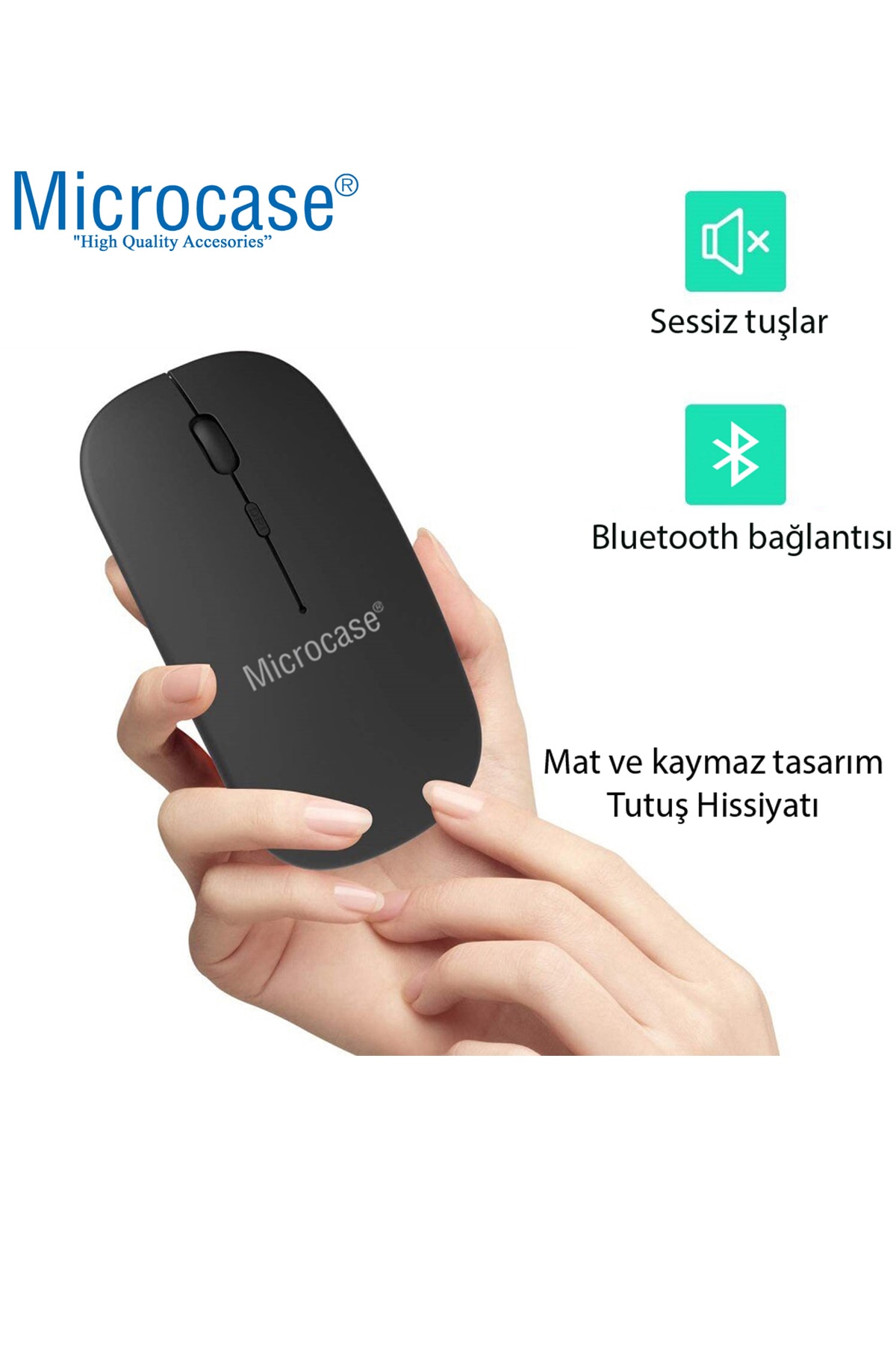 800-1200-1600 Dpı Bluetooth Kablosuz Mouse - Al2722 Siyah 7