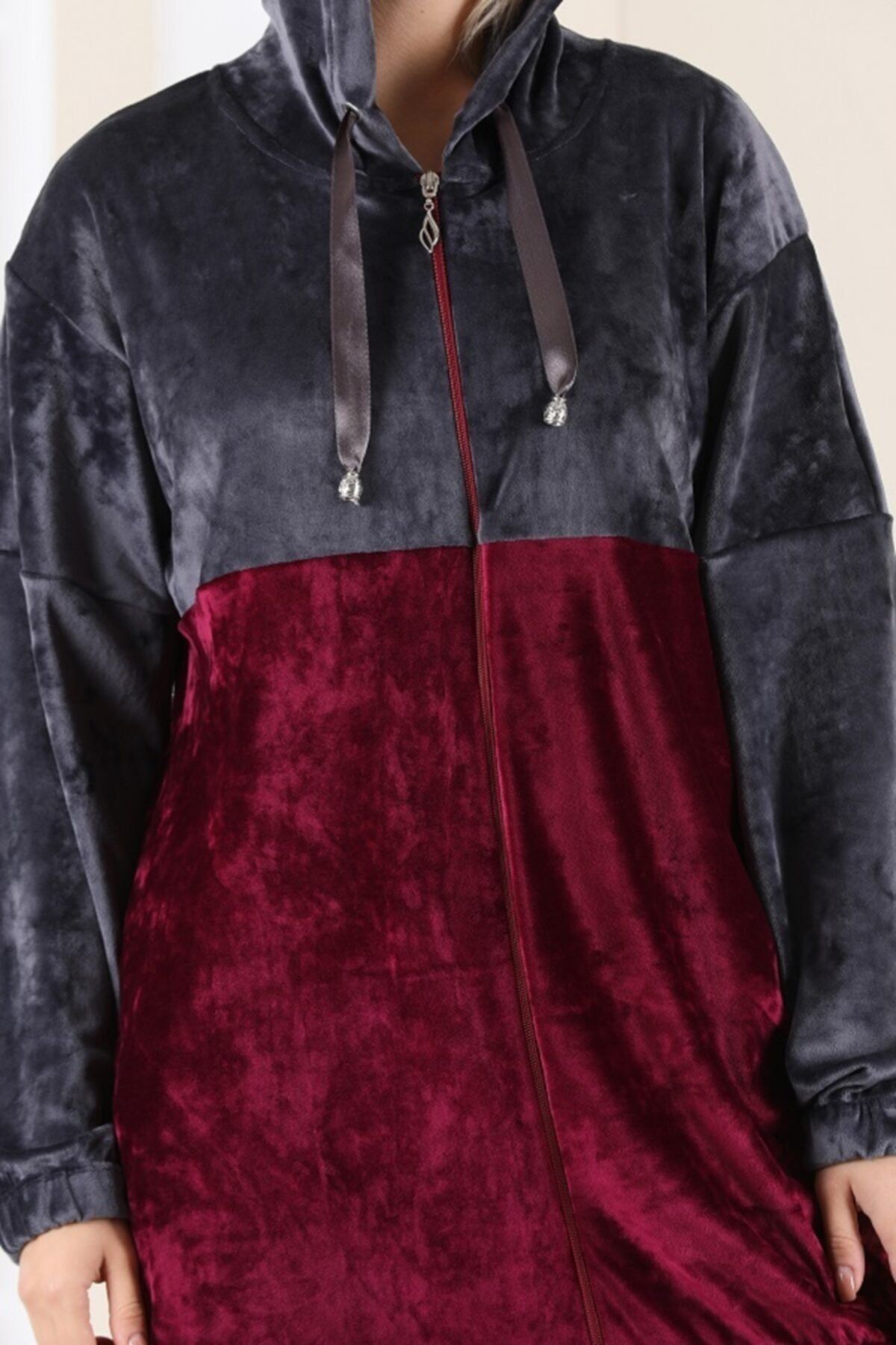 westbound Women s Velvet Tracksuit Set with Hood Claret Red Smoked