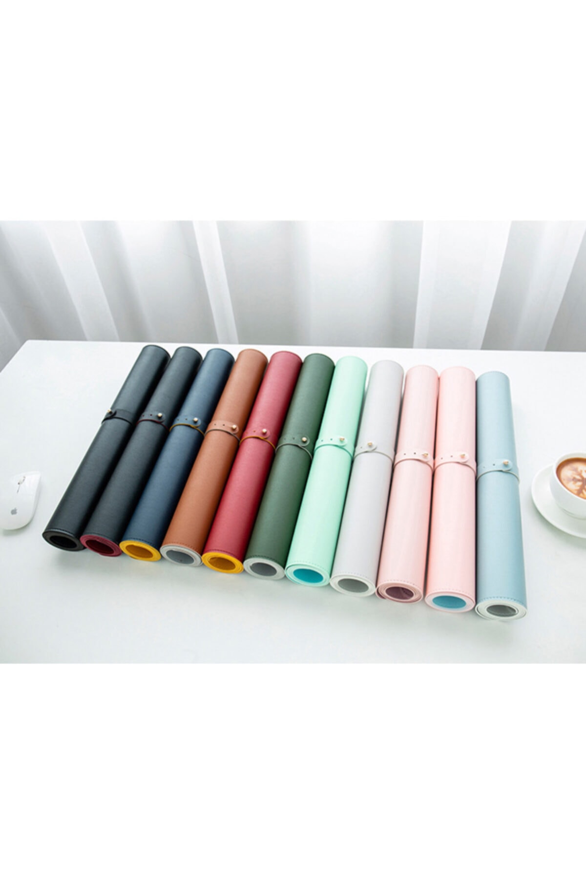 Çift Renk Deri Mousepad Laptop Bilgisayar Için 80x40 cm Sarı Ve Lacivert 4