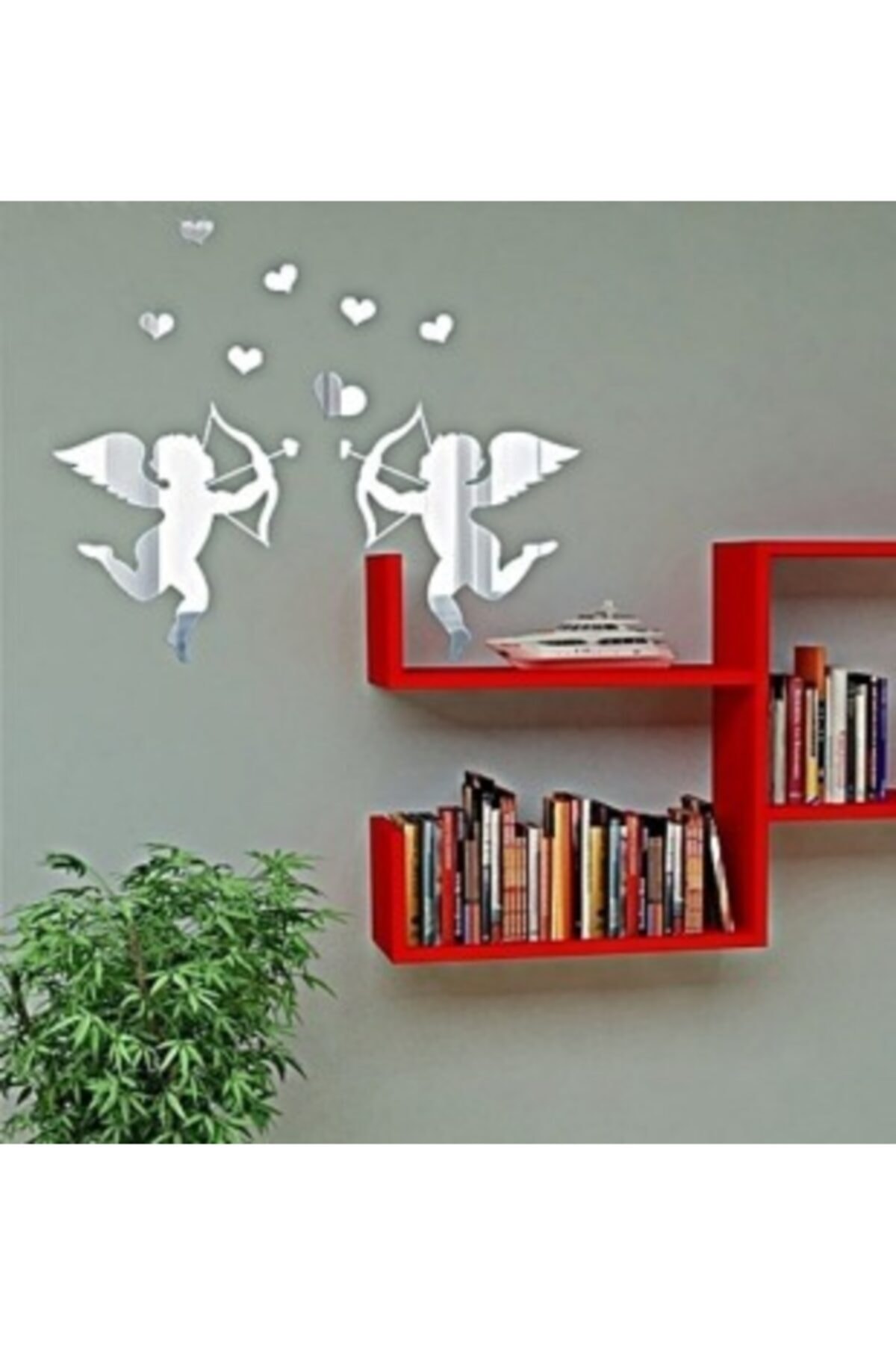 Angel And Hearts Plexiglas Mirror (self-adhesive)