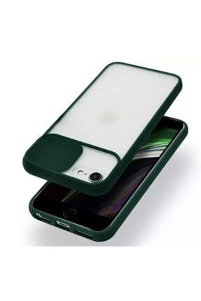 Iphone 7/8 Uyumlu Koyu Yeşil Slayt Sürgülü Kamera Korumalı Silikon Kılıf SRG78-MLY780