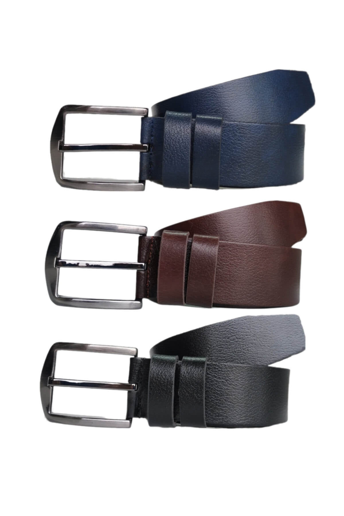 کمربند مردانه مشکی Kar-Pa | 3lü-4cm-düz-siy-kah-laci- اورجینال - تصویر 2